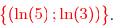 \overset{ { \white{ . } } } { {\red{\begin{Bmatrix} (\ln(5)\,;\ln(3))\end{Bmatrix}}}.}